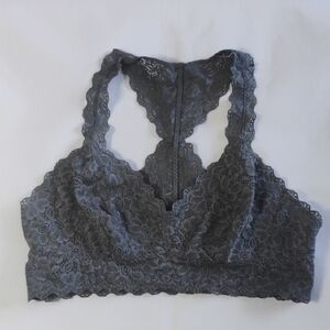 Felina Charcoal Floral Lace Bralette Size XL Sexy Sultry Elegant Casual Lingerie